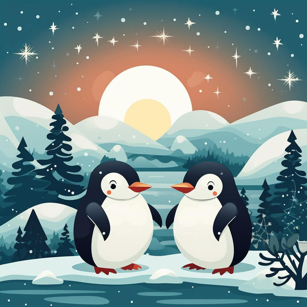 Penguins In The Snow
