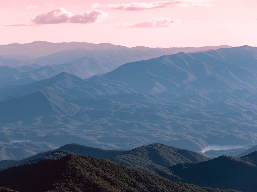 Pastel Smoky Mountain Range At Sunset