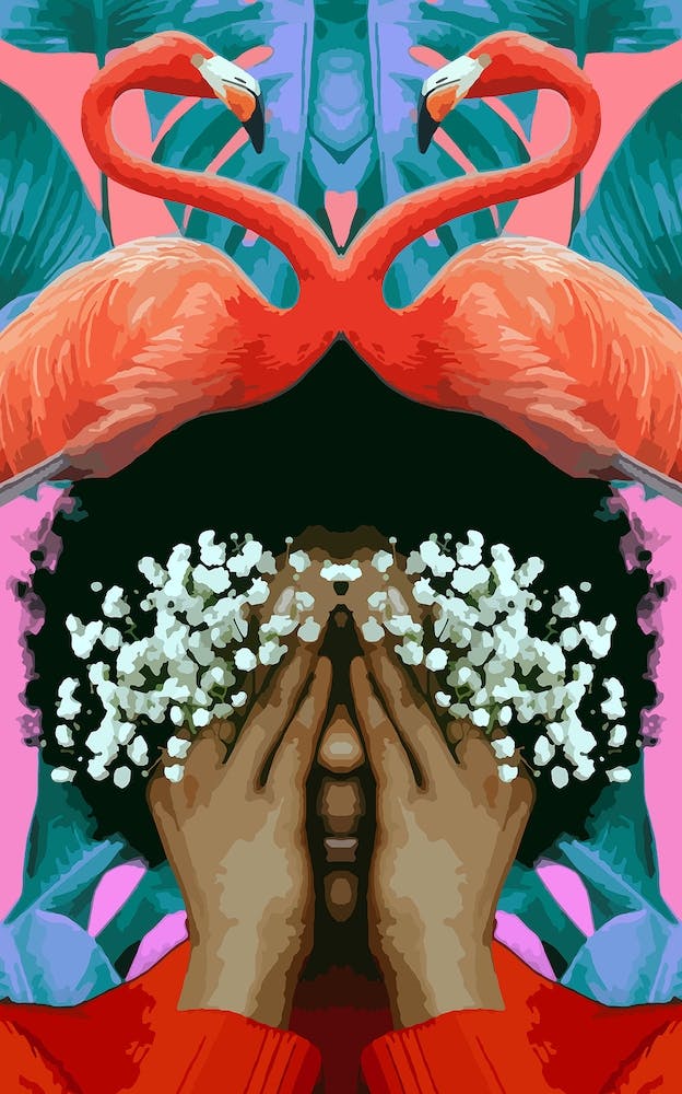 Floral Flamingos 2