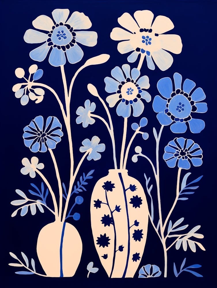 Blue Flower Illustration Queen Annes Lace 1