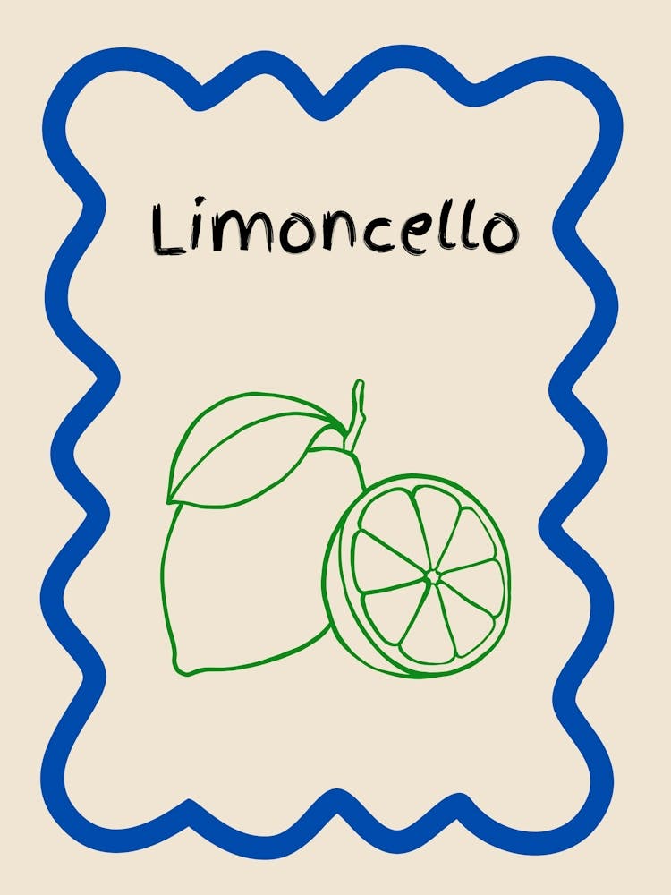 Limoncello Doodle Poster Blue & Green