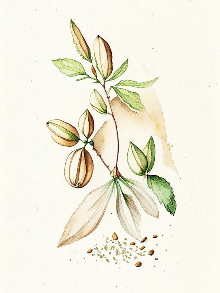 Cardamom Herb Minimalist Watercolour