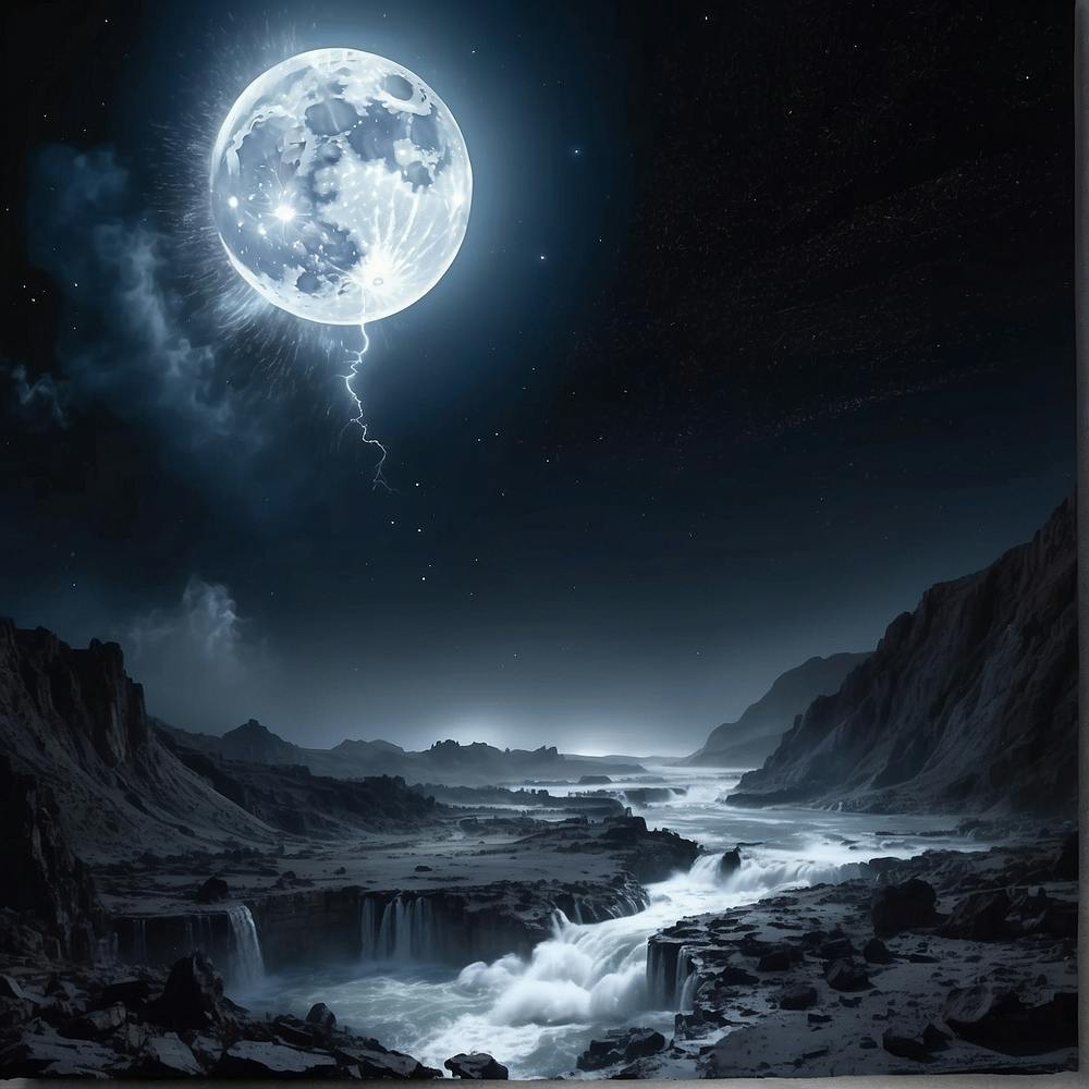 Full Moon Over The River Metal Print
