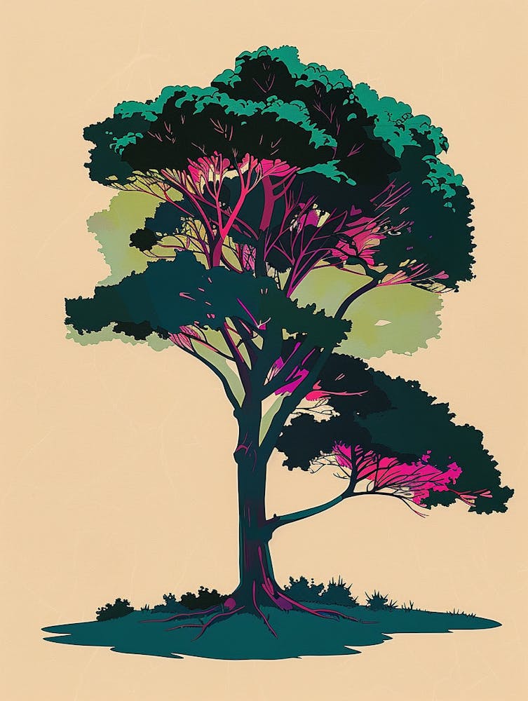 Cedar Tree Colourful Illustration 4