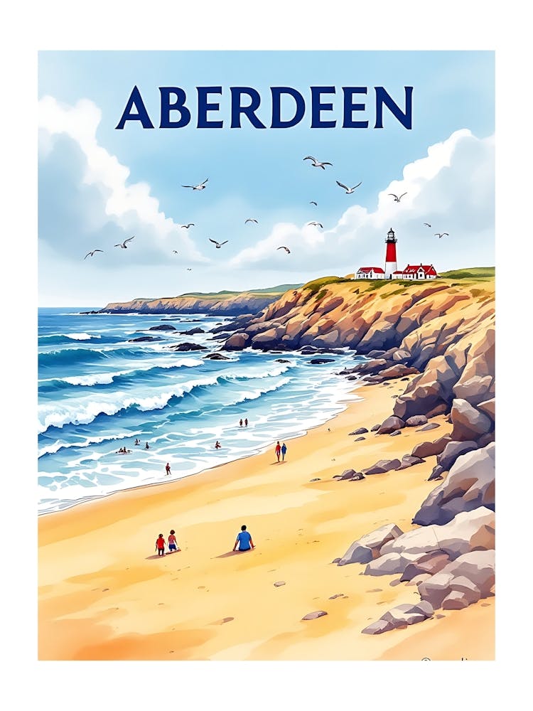 Aberdeen Watercolor Vintage Travel V 02