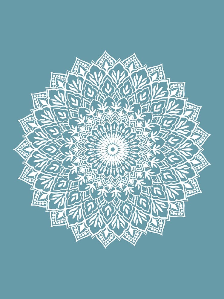 White Mandala Teal