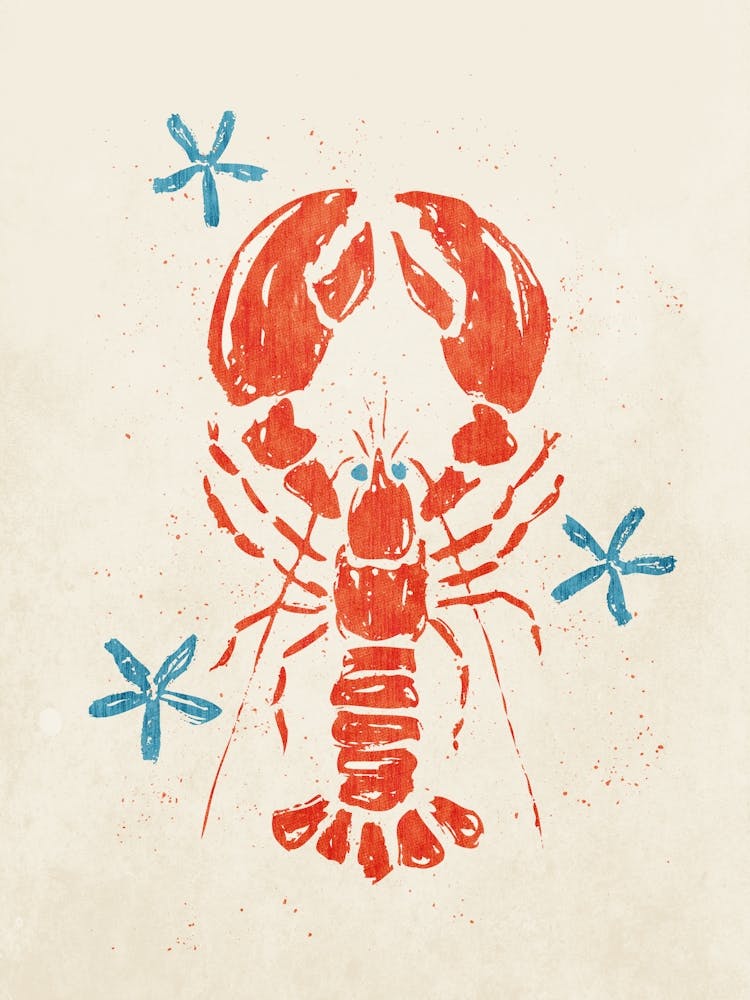 Lobster and stars in vintage style