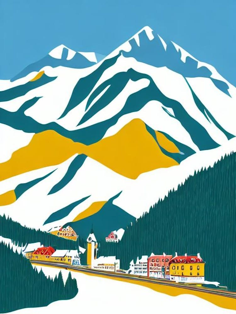 Schladming, Austria Affiche de ski vintage Mid-century