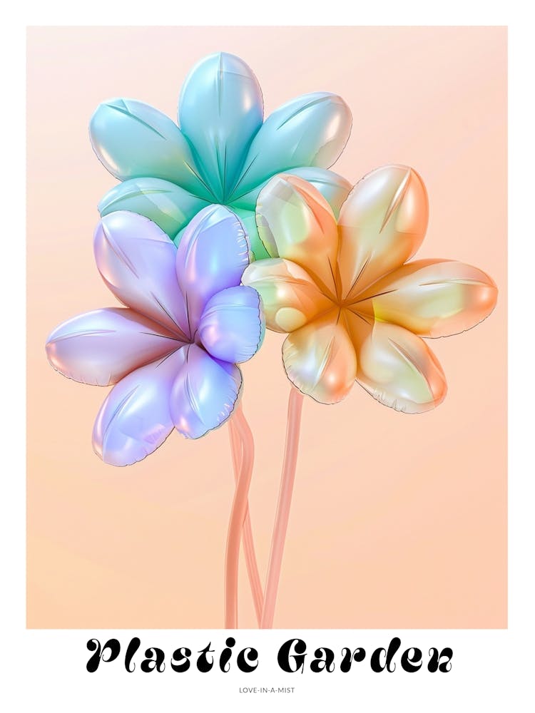 Verträumte aufblasbare Blumen Poster Jungfer im Grünen Nigella 2