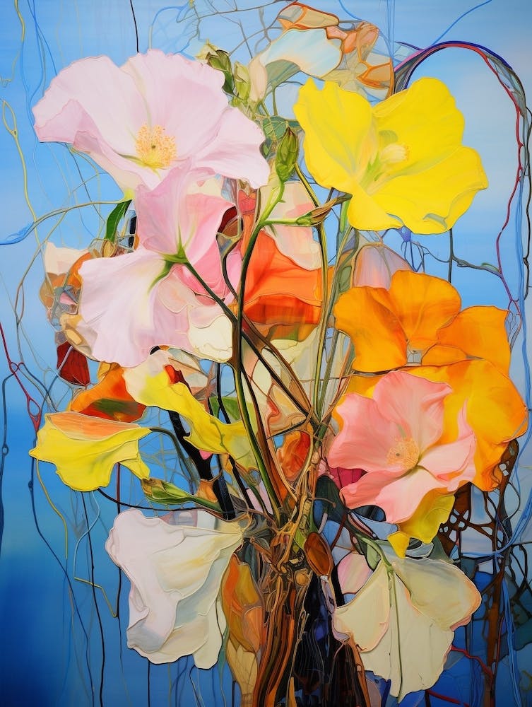Peinture Abstraite de Fleurs Onagre 2