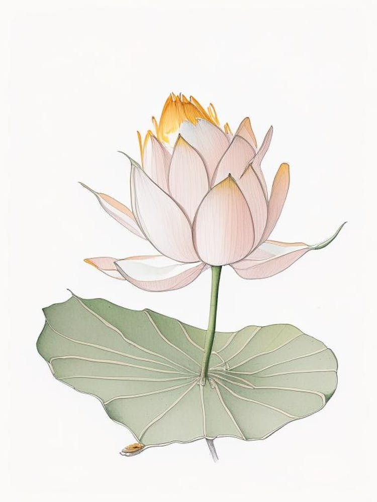 Amur Lotus Pencil Illustration 5