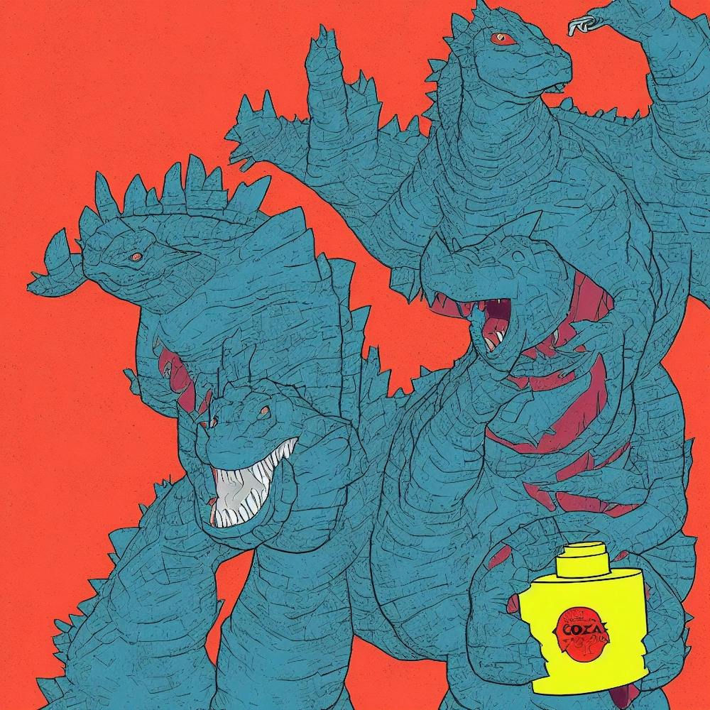 Pop Art Godzilla 2105776512 Godzilla Holding A Cleaning Spray  Pop Art Style