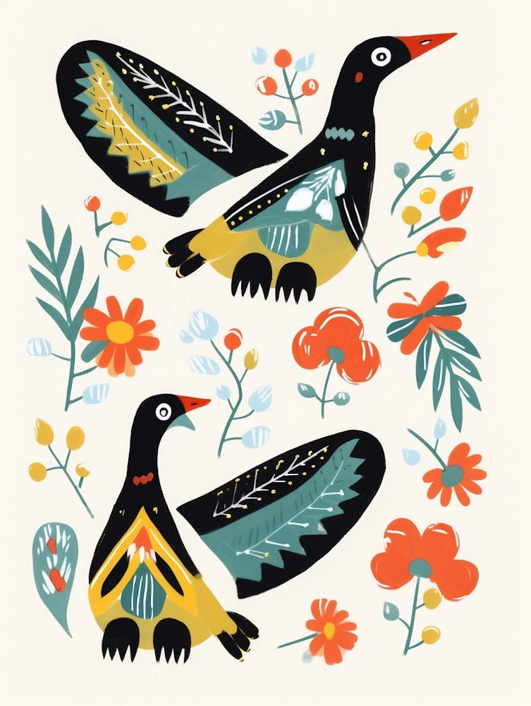 Folk Style Bird Painting Canada Goose