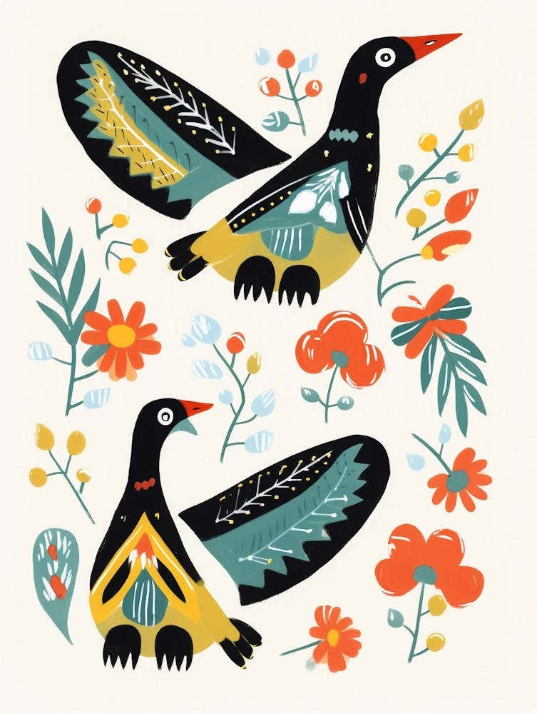 Folk Style Bird Painting Canada Goose