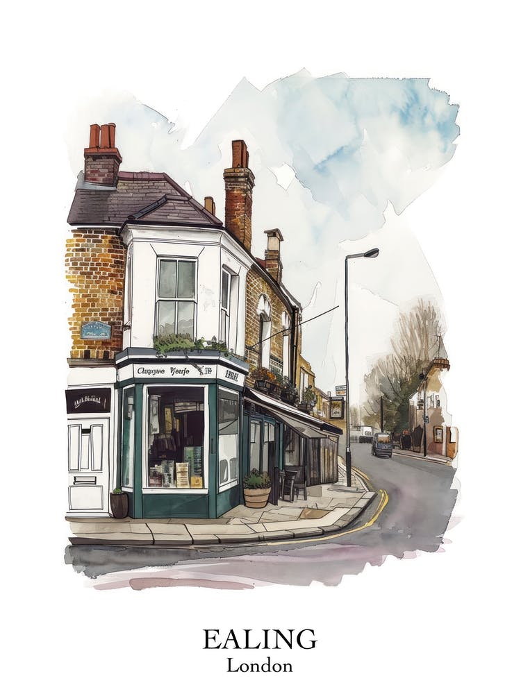 Ealing London Borough   Street Watercolour 3 Poster