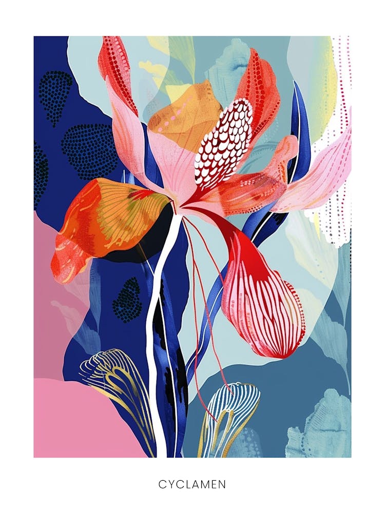 Colourful Flower Illustration Poster Cyclamen 4