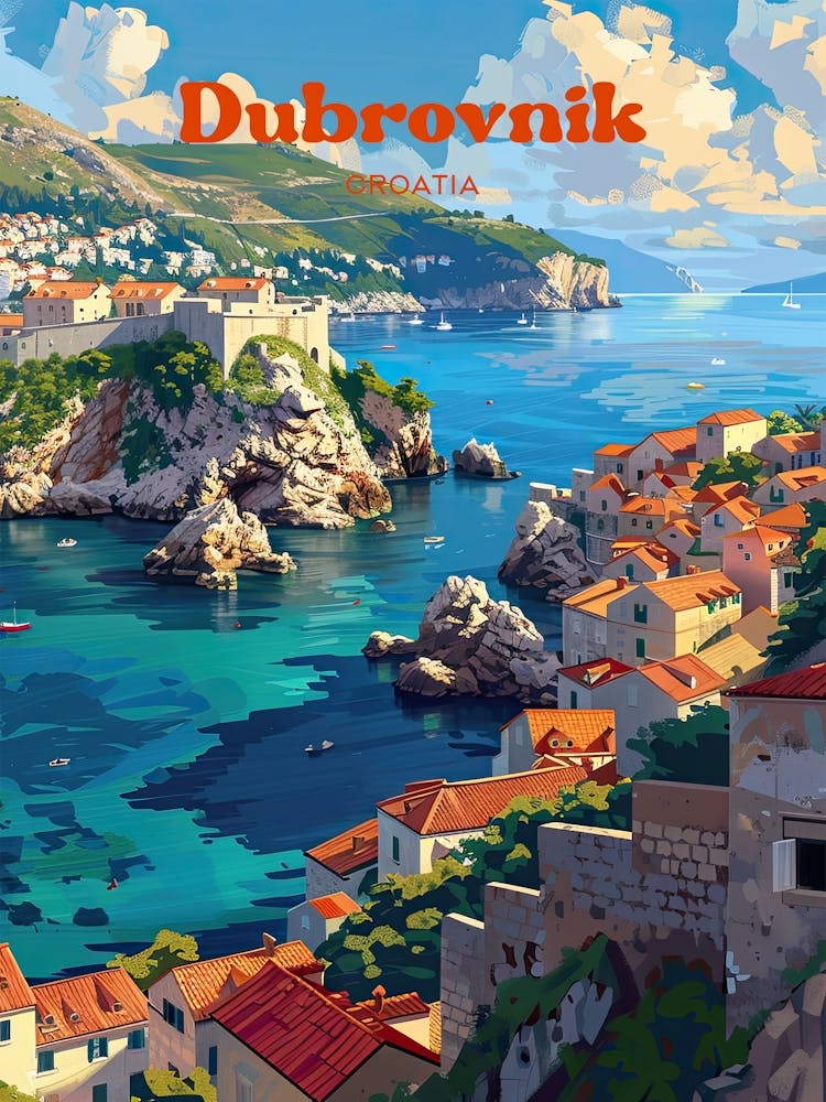 Dubrovnik Croatia Digital Travel Art