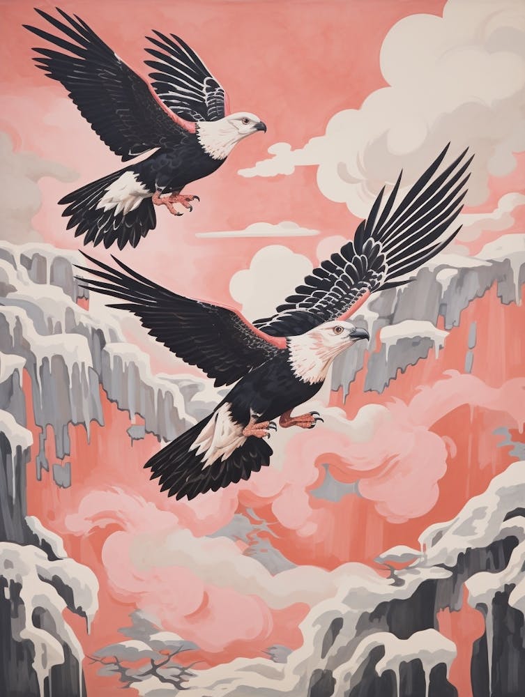 Vintage Japanese Inspired Bird Print Crested Caracara 4