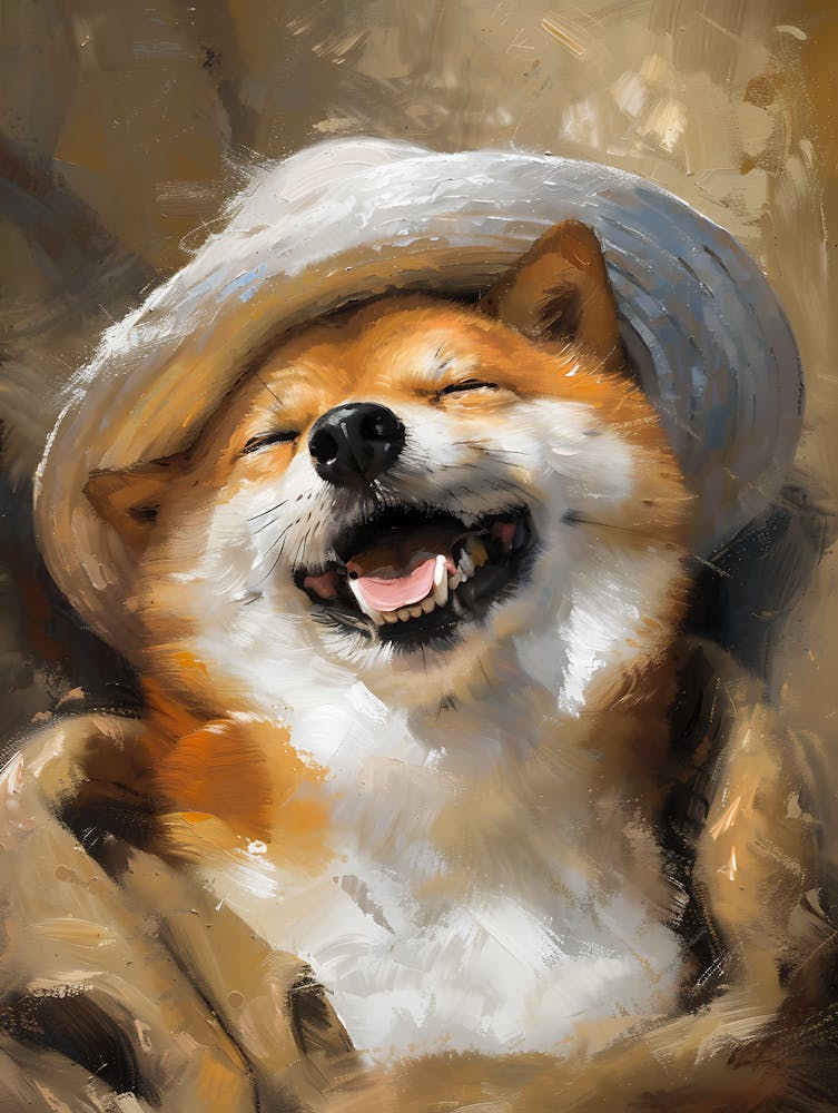 Oil Painting Smiling Shiba Inu 5