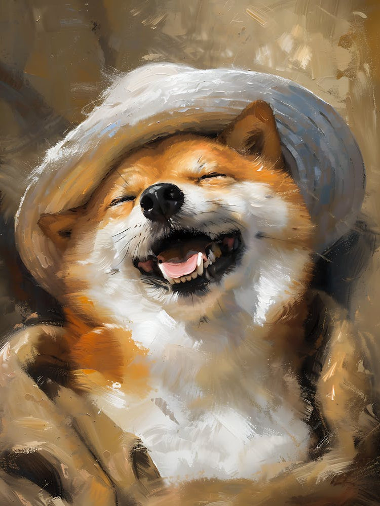 Oil Painting Smiling Shiba Inu 5