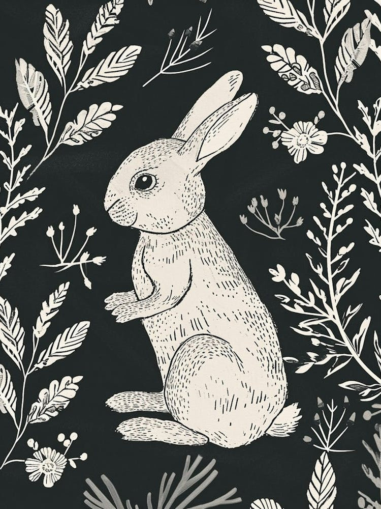 Mini Rex Rabbit Minimalist Illustration 1