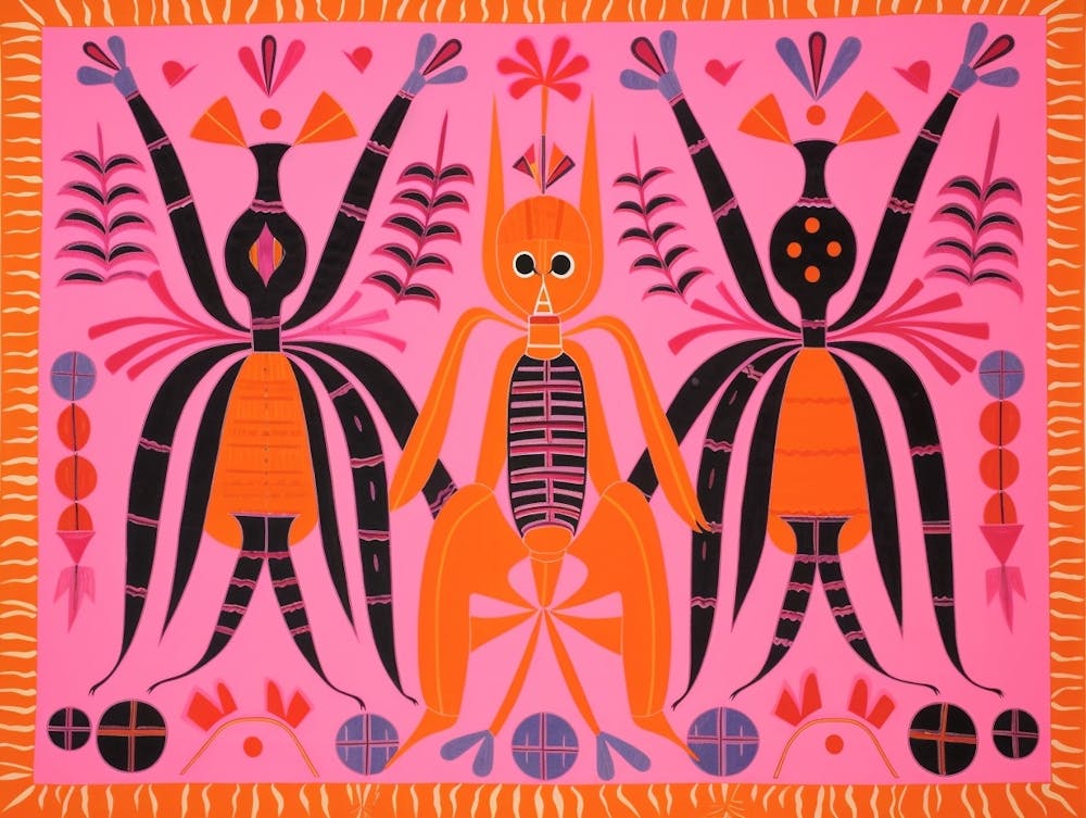 Spider 1 Folk Style Animal Illustration