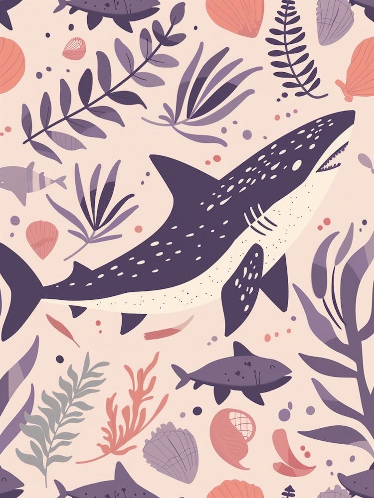 Purple Isistius Genus Shark Illustration 1