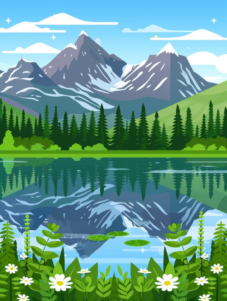 Landscape With Mountains And Lake 1