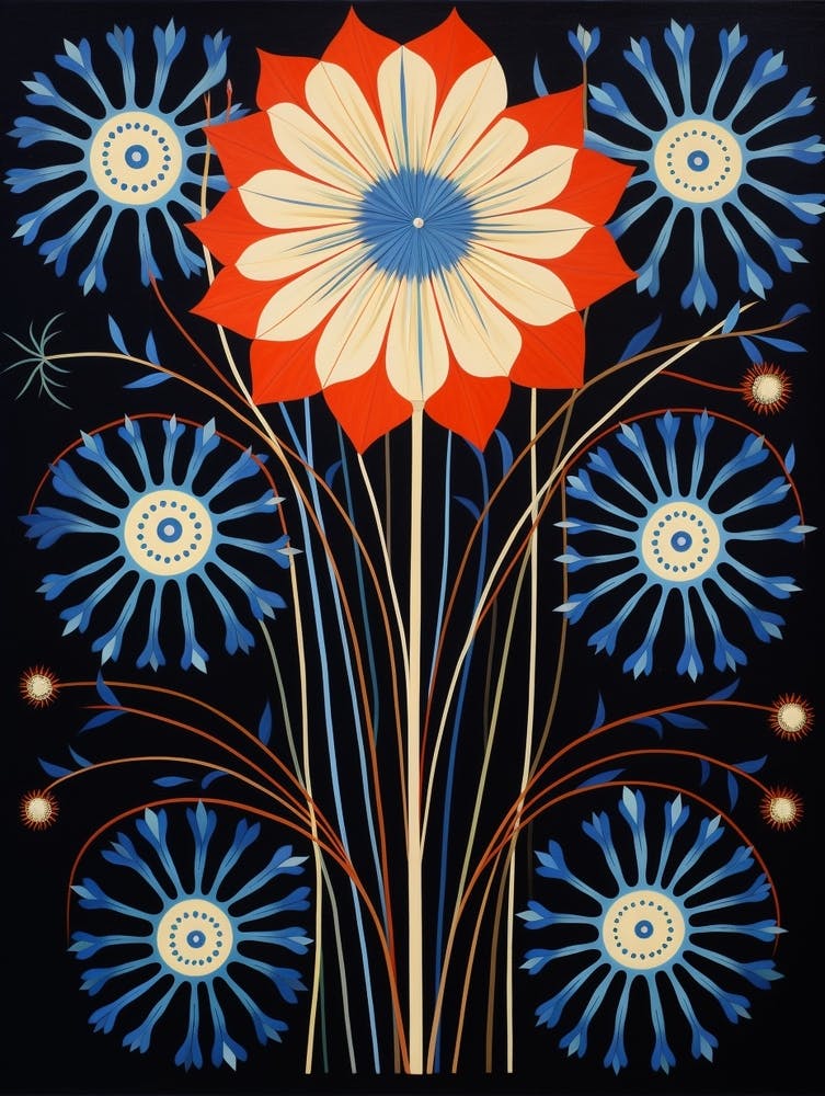 Nigella 8 Hilma Af Klint Inspired Flower Illustration