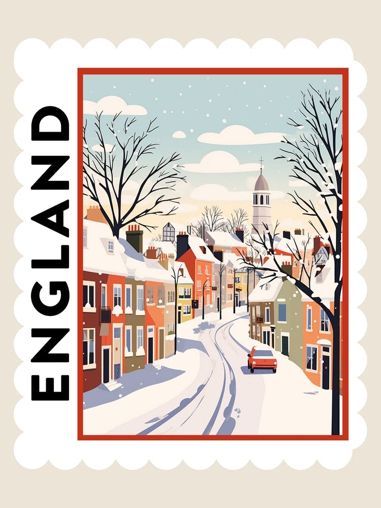 Retro Winter Stamp Poster Newcastle United Kingdom 1