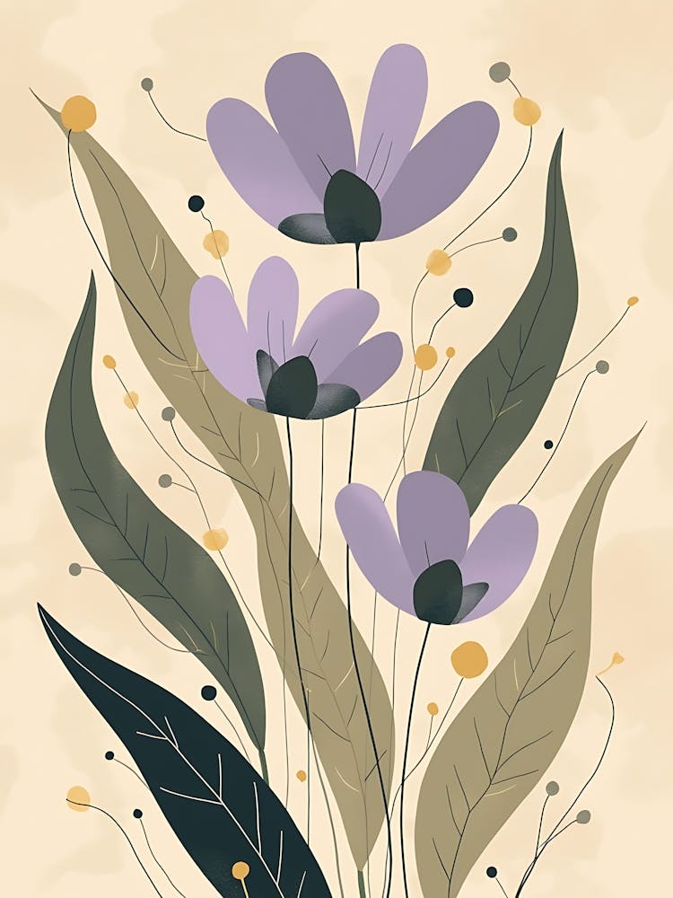 Abstract Bohemian Flower Painting - Nature Wall Art