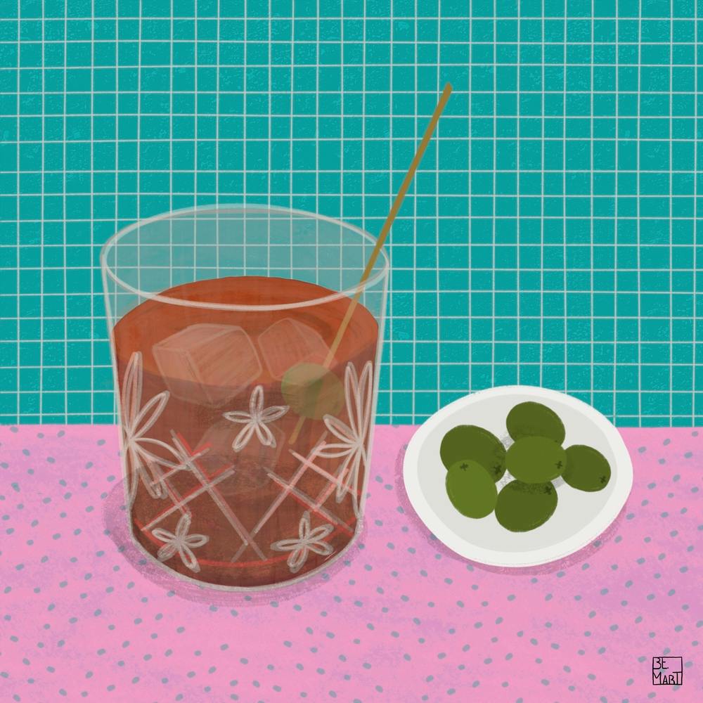 Vermut With Olives Square