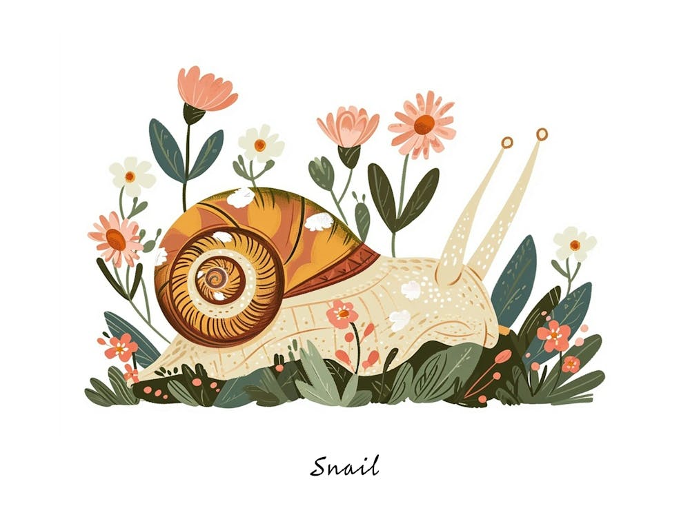 Little Floral Snail Poster