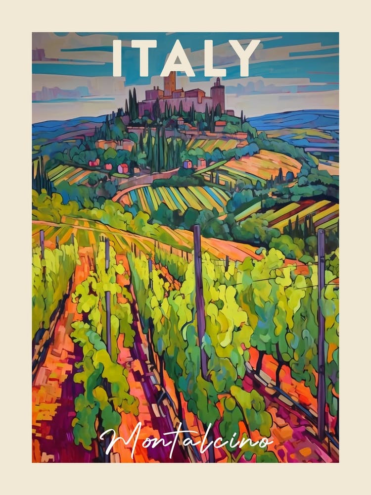 Montalcino Italy 2 Fauvist Painting Travel Poster