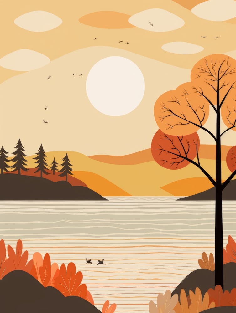 Autumn , Fall, Landscape, Inspired By National Park in the USA, Lake, Great Lakes, Boho, Beach, Minimalist Canvas Print, Travel Poster, Autumn Decor, Fall Decor 8