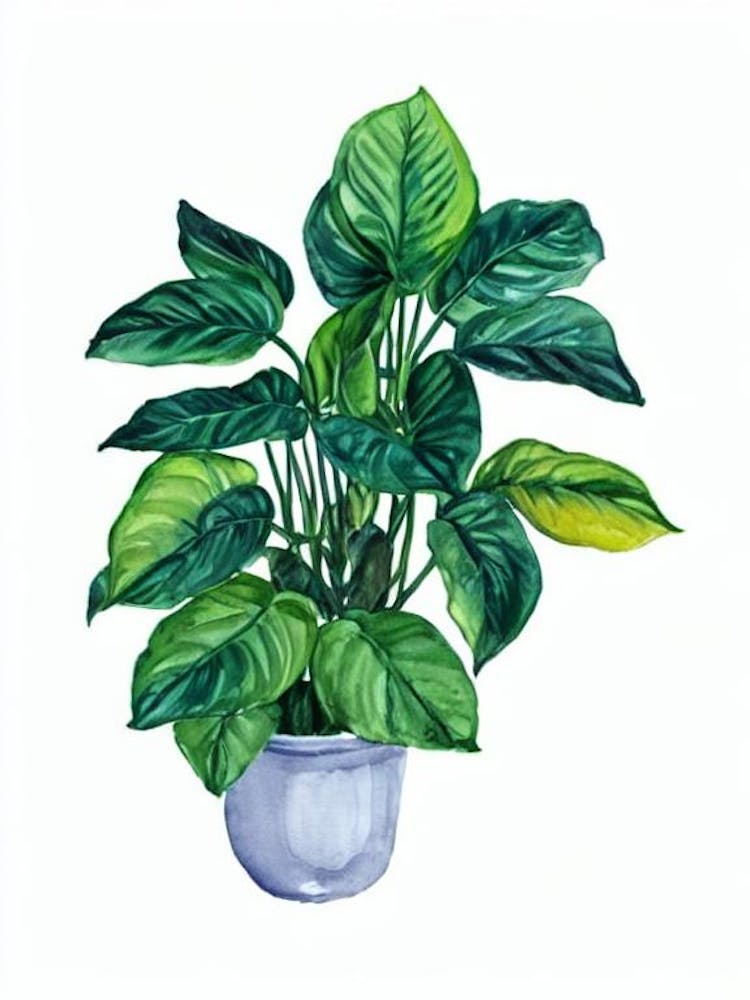 Dumb Cane (Dieffenbachia) Watercolor