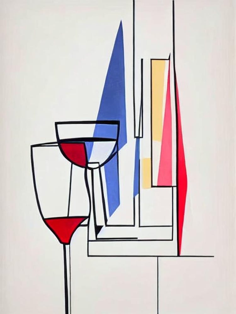 Golden Cadillac Picasso Strichzeichnung Cocktail Poster