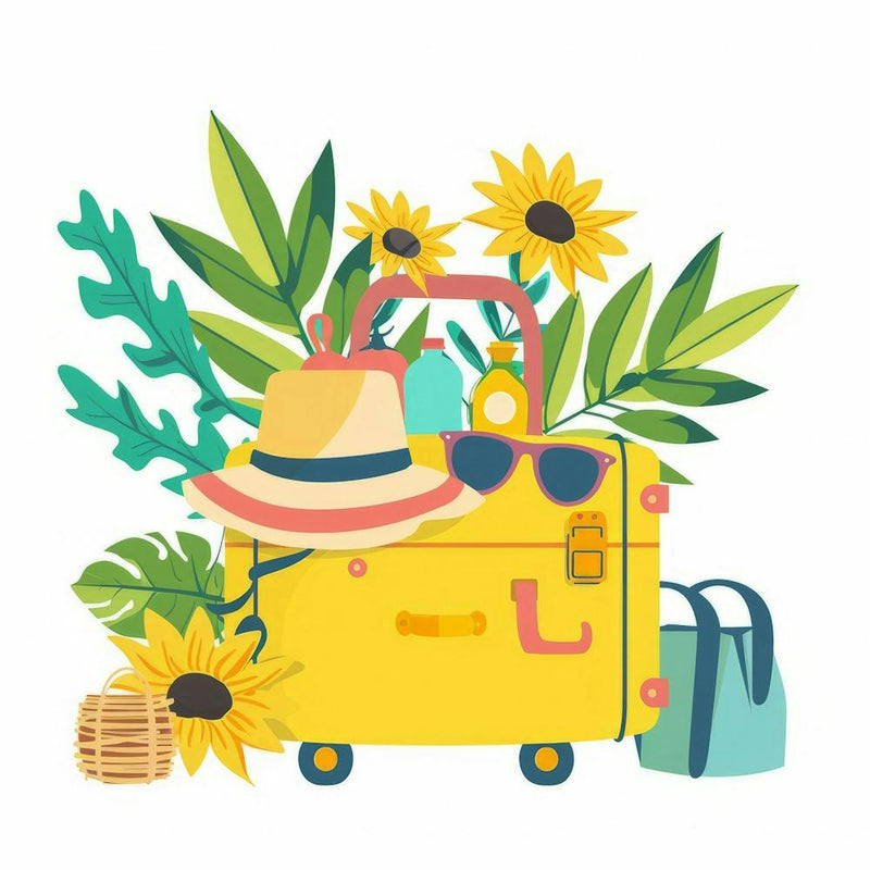 Yellow Suitcase With Flowers 1