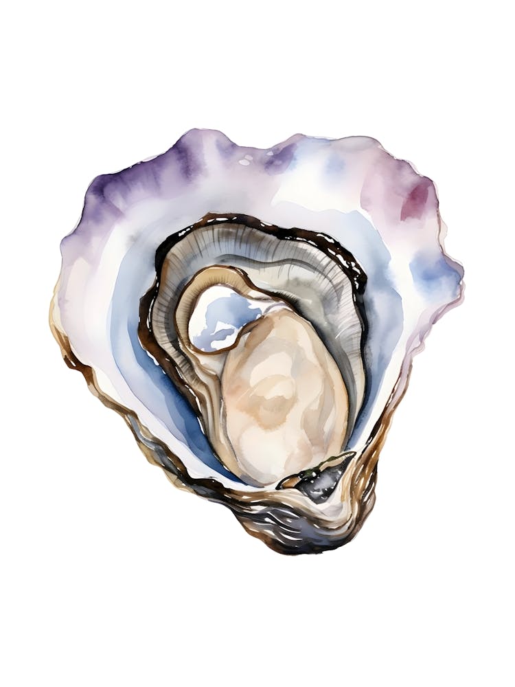 Watercolor Oyster Shell