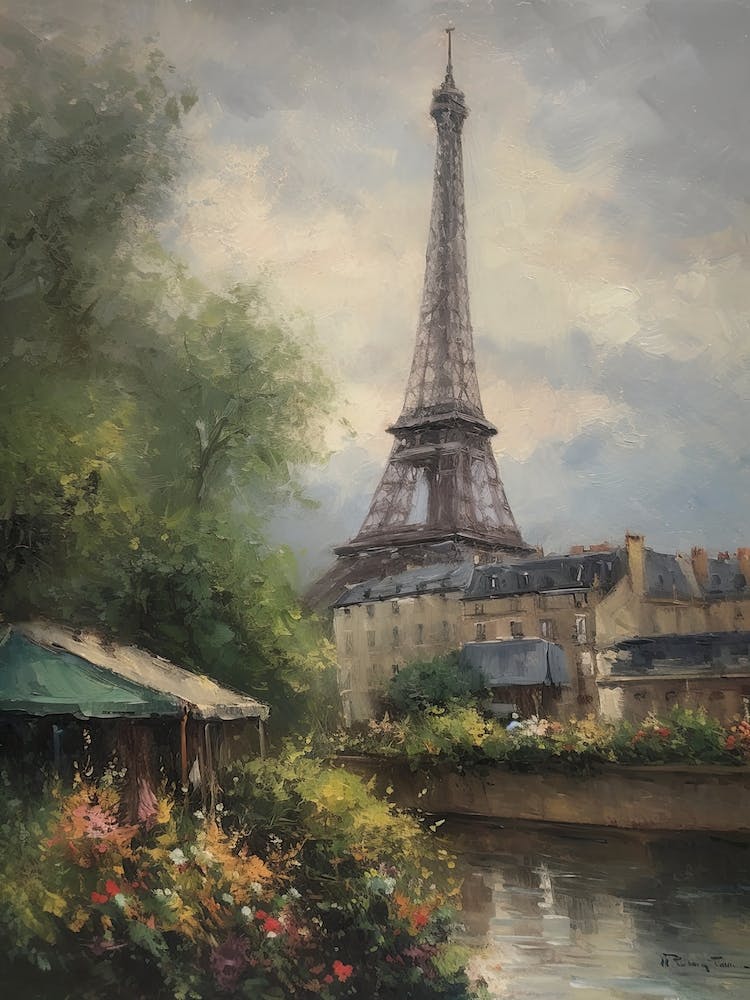 Eiffel Tower Paris France Pissarro Style 7