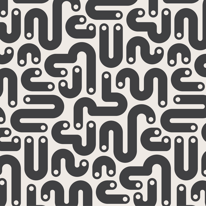 JELLY BEANS Squiggly New Wave Postmodern Abstract 1980s Geometric with Dots in Charcoal Black on Gray White