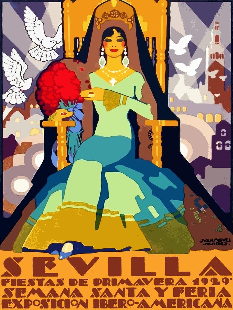 Seville Festival, Woman With Pigeons