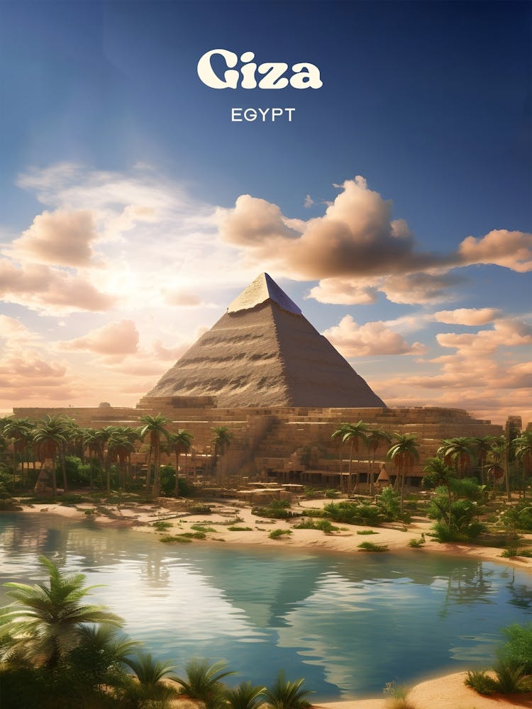 Giza Egypt Sphinx Travel Art Illustration