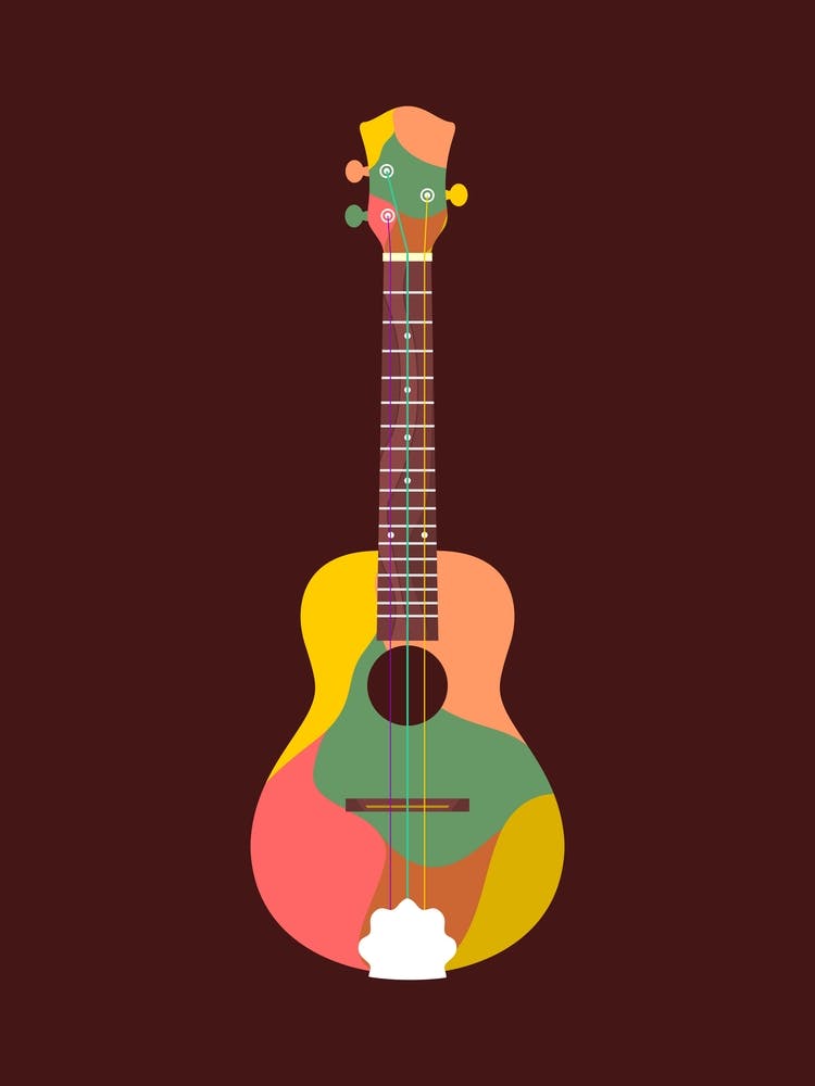 Cuk Keroncong Musical Instrument in Colorful Illustration