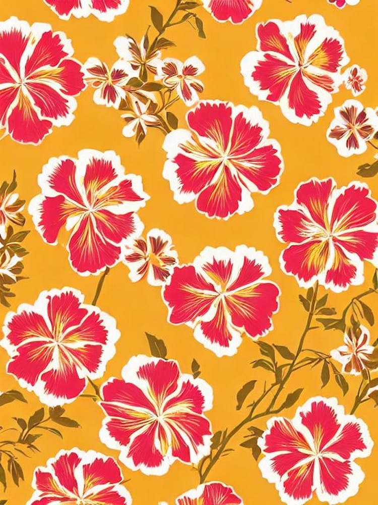 Hibiscus Floral Print Warm Tones2 Flower