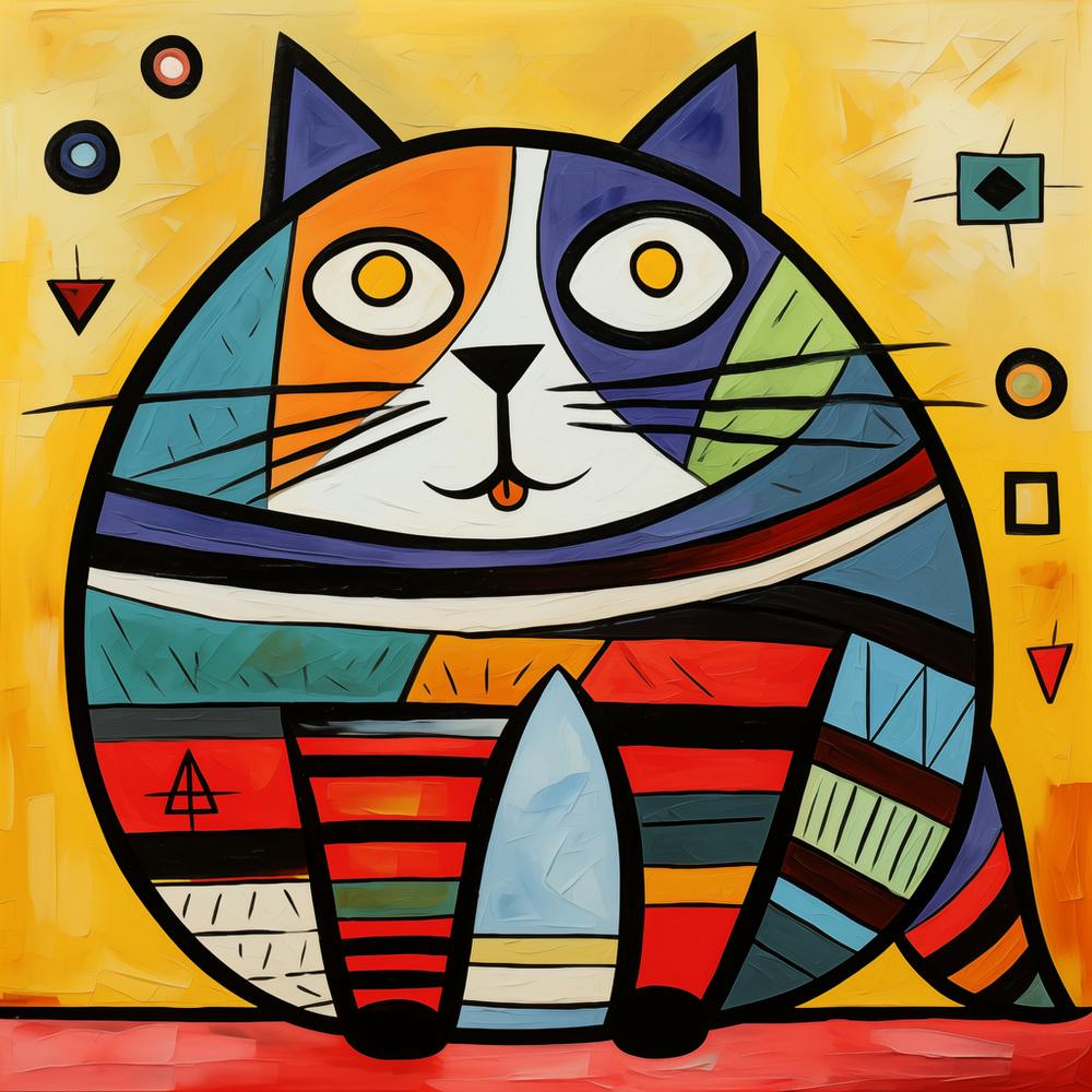 Funny Fat Cat In The Style Of Picasso3