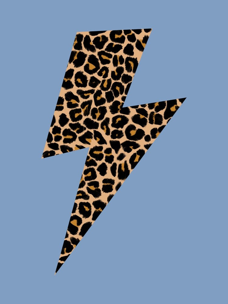 Lightning Bolt Leopard Print on Blue