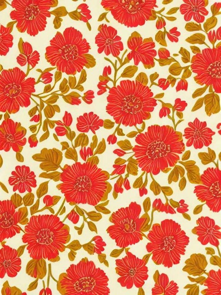 Firethorn Floral Print Warm Tones1 Flower