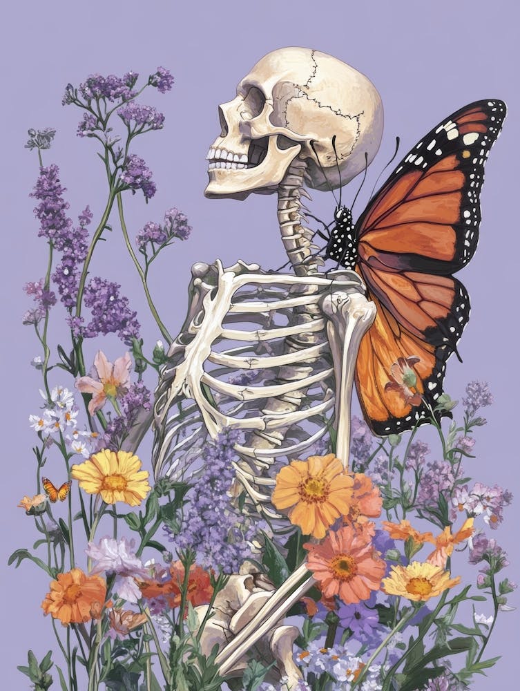 Skeleton And Butterflies 1