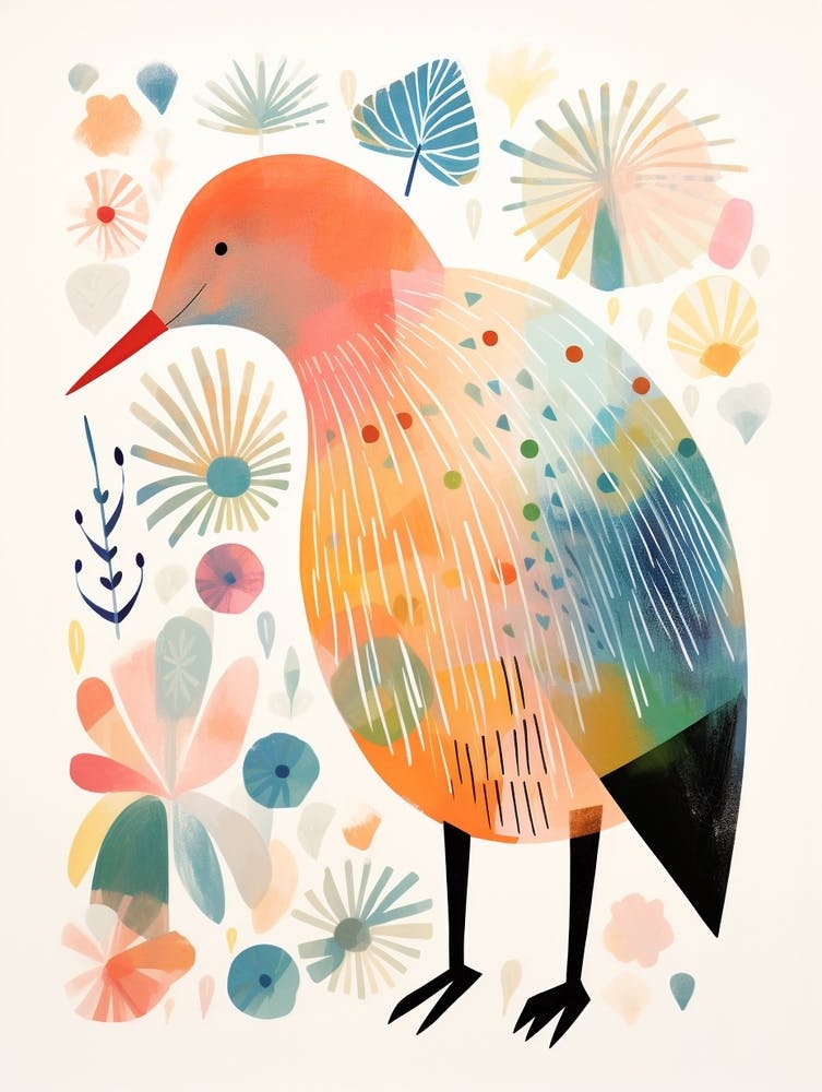 Bird Painting Collage Kiwi 5